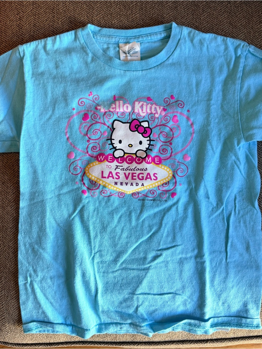 Hello Kitty Blue Tee with Pink & White Las Vegas Graphic